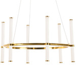 Corvette Round Chandelier - Aged Brass / White