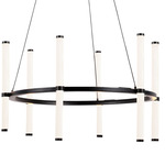 Corvette Round Chandelier - Matte Black / White