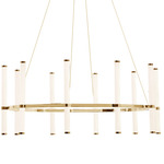 Corvette Round Chandelier - Aged Brass / White