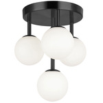 Megallan Circular Flush Mount - Matte Black / Opal