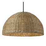 Pourel Dome Pendant - Matte Black / Natural