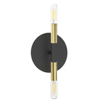 Wand 2-Light Wall Sconce - Matte Black / Aged Brass