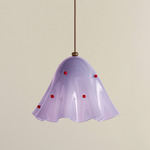 Fazzo Pendant - Patina Brass / Lilac with Poppy Embelleshments