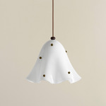 Fazzo Pendant - Blackened Brass / Opaline with Pistachio Embellishments