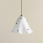 Fazzo Pendant - Pewter / Opaline with Pistachio Embellishments