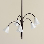 Flora Chandelier - Blackened Brass / Opaline