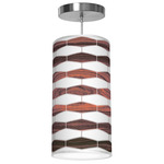 Weave Column Pendant - Brushed Nickel / Rosewood Linen