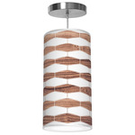 Weave Column Pendant - Brushed Nickel / Walnut Linen