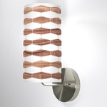 Weave Column Wall Sconce - Brushed Nickel / Walnut Linen