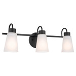 Erma Bathroom Vanity Light - Black / Satin Etched