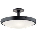 Lytham Semi Flush Ceiling Light - Black / Satin Etched