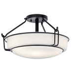 Alkire Semi Flush Ceiling Light - Black / Satin Etched