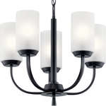 Kennewick Chandelier with Etched Glass - Black / Satin Etched