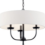 Kennewick Chandelier with Fabric Shade - Black / White