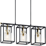 Kitner Linear Chandelier - Natural Brass / Clear Seeded