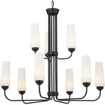 Truby Two Tier Chandelier - Black / Satin Etched