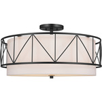 Birkleigh Semi Flush Ceiling Light - Black / White