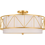 Birkleigh Semi Flush Ceiling Light - Classic Gold / White