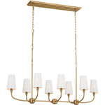 Adeena Linear Chandelier - Brushed Natural Brass / White