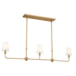 Pallas Linear Chandelier - Brushed Natural Brass / White Linen