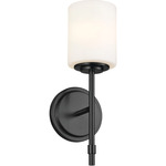 Ali Glass Wall Sconce - Black / Satin Etched