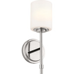 Ali Glass Wall Sconce - Polished Nickel / Satin Etched
