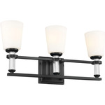 Rosalind Bathroom Vanity Light - Black / Satin Etched