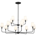 Pallas Two Tier Chandelier - Black / White Linen