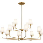 Pallas Two Tier Chandelier - Brushed Natural Brass / White Linen