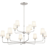 Pallas Two Tier Chandelier - Polished Nickel / White Linen