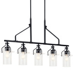 Everett Linear Chandelier - Black / Clear