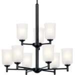 Shailene Two Tier Chandelier - Black / Satin Etched
