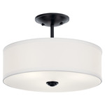 Shailene Round Semi Flush Ceiling Light - Black / White