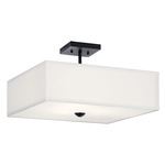 Shailene Square Semi Flush Ceiling Light - Black / White