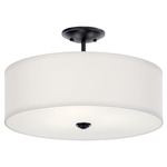 Shailene Round Semi Flush Ceiling Light - Black / White