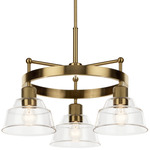 Eastmont Chandelier - Brushed Brass / Clear