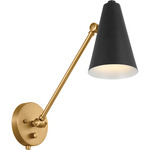 Sylvia Swing Arm Wall Sconce - Natural Brass / Black