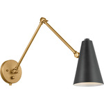 Sylvia Swing Arm Wall Sconce - Natural Brass / Black