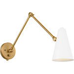 Sylvia Swing Arm Wall Sconce - Natural Brass / White