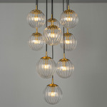 Globe Cluster Multi Light Pendant - Lacquered Burnished Brass / Dries Ribbon