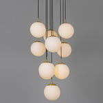 Globe Cluster Multi Light Pendant - Lacquered Burnished Brass / Opal Matte