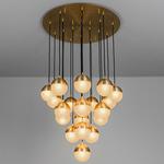 Molecule Cluster Multi Light Pendant - Lacquered Burnished Brass / Sand Blasted