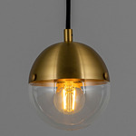 Molecule Pendant - Lacquered Burnished Brass / Clear