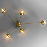 Molecule Spark Wall/Ceiling Light - Lacquered Burnished Brass / Clear