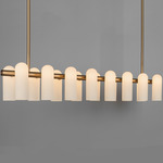 Odyssey Linear Chandelier - Lacquered Burnished Brass / Opal Matte