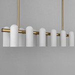 Odyssey Linear Chandelier - Lacquered Burnished Brass / Opal Matte