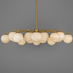 Orion Oval Chandelier - Lacquered Burnished Brass / Marble Matte