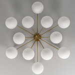 Orion Round Chandelier - Lacquered Burnished Brass / Opal Matte