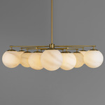 Orion Round Chandelier - Lacquered Burnished Brass / Marble Matte