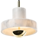 Stone Pendant - Brass / White Morwad Marble